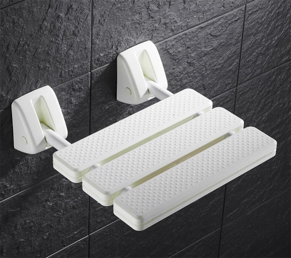 Folding Shower Seat Bench Modern Wall Mount Anti-Slip Bath Seat Shower Chair for Seniors,Elderly and Disable , white