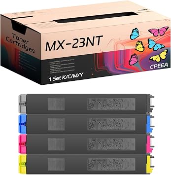 Compatible for Sharp MX-23NT Toner Cartridges Work for Sharp MX-2310U MX-2616N MX-3111U MX-3116N Printers, with Chip, High Yield 19000 Pages, Clear Printing 4-Pack BK/C/M/Y