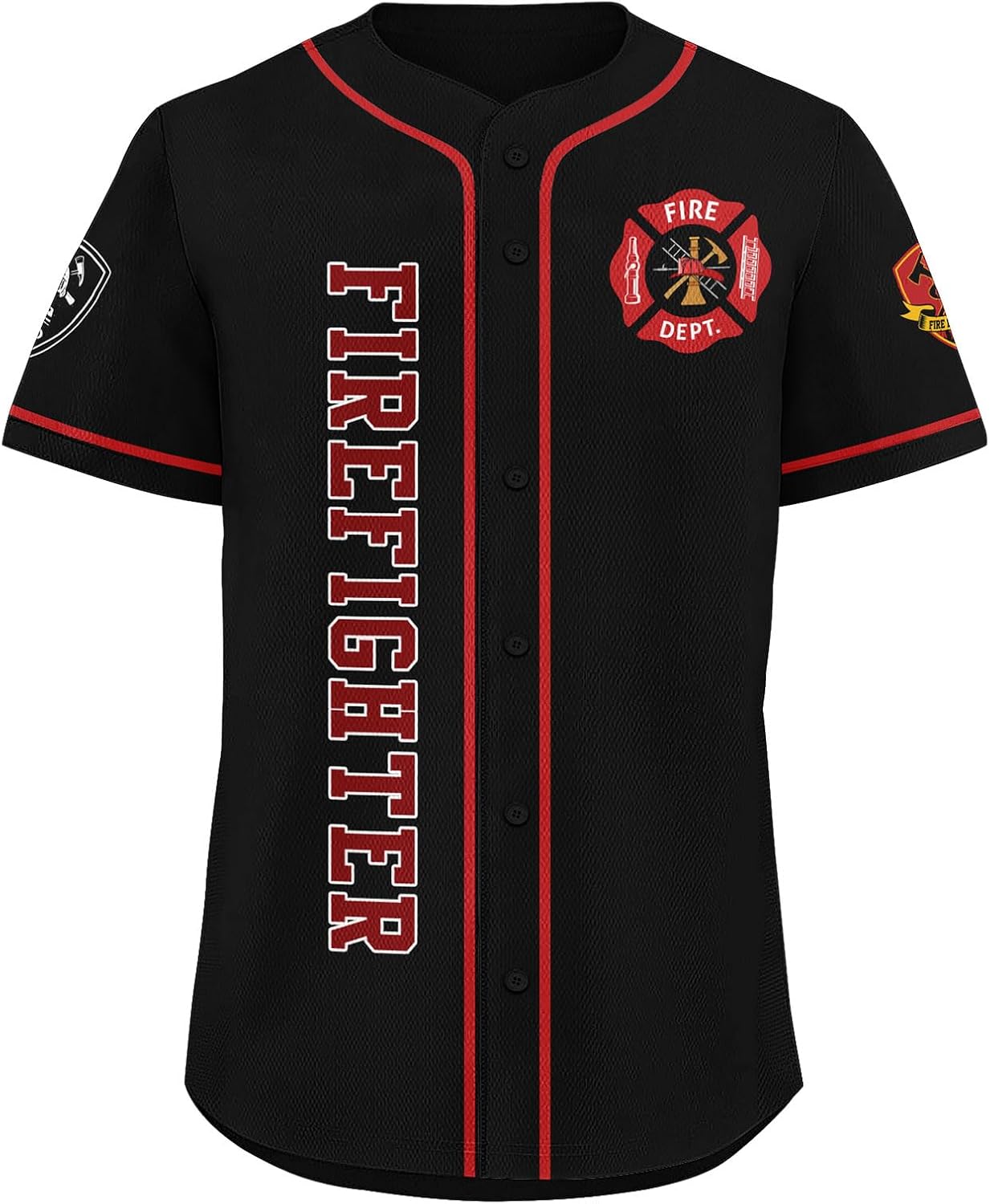 Custom Firefighter Baseball Jersey for Men Women, Personalized First Responder Fire Dept Fire Rescue Fireman Shirt