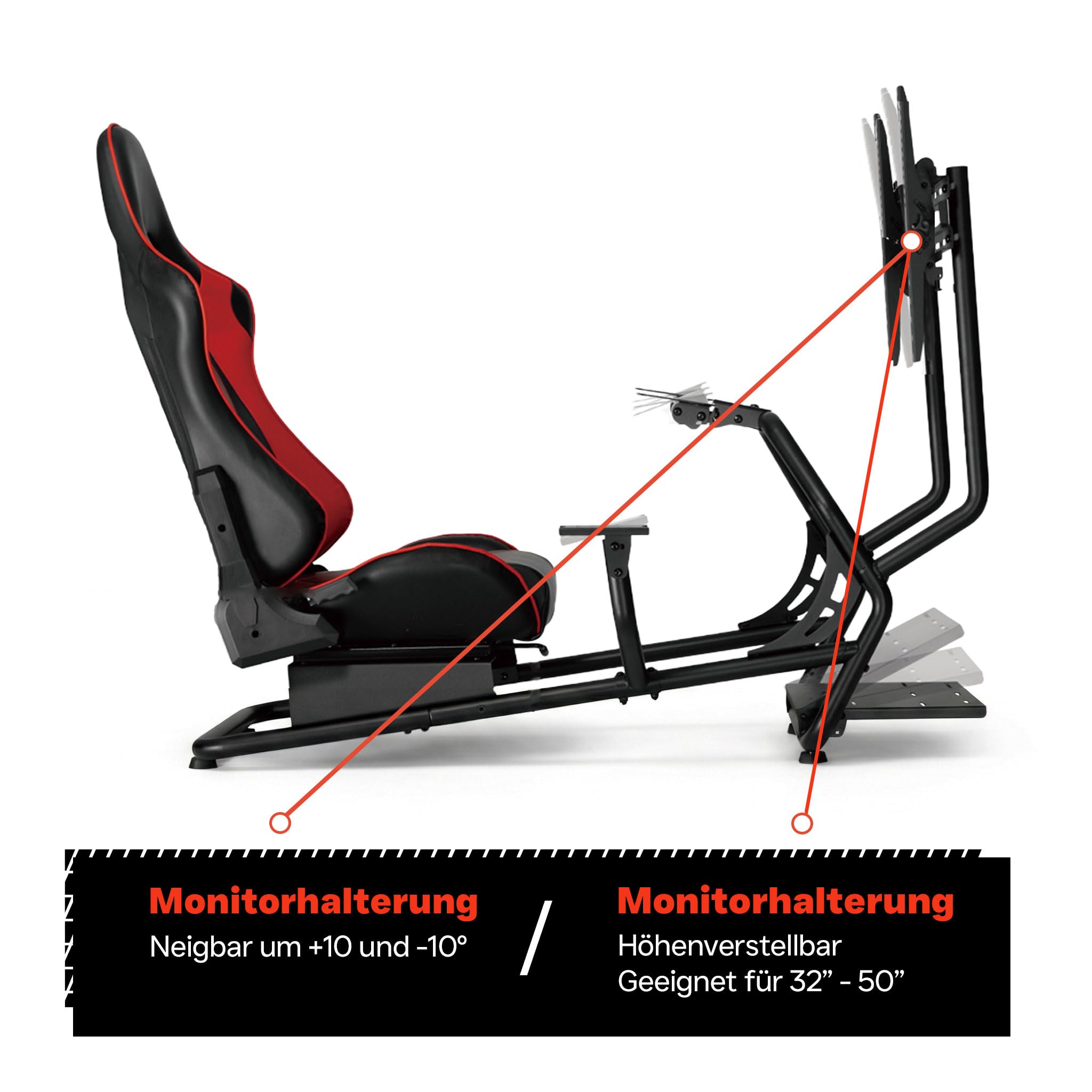 Rennsitz-Cockpit-Simulator - voll einstellbar mit Bildschirmhalterung