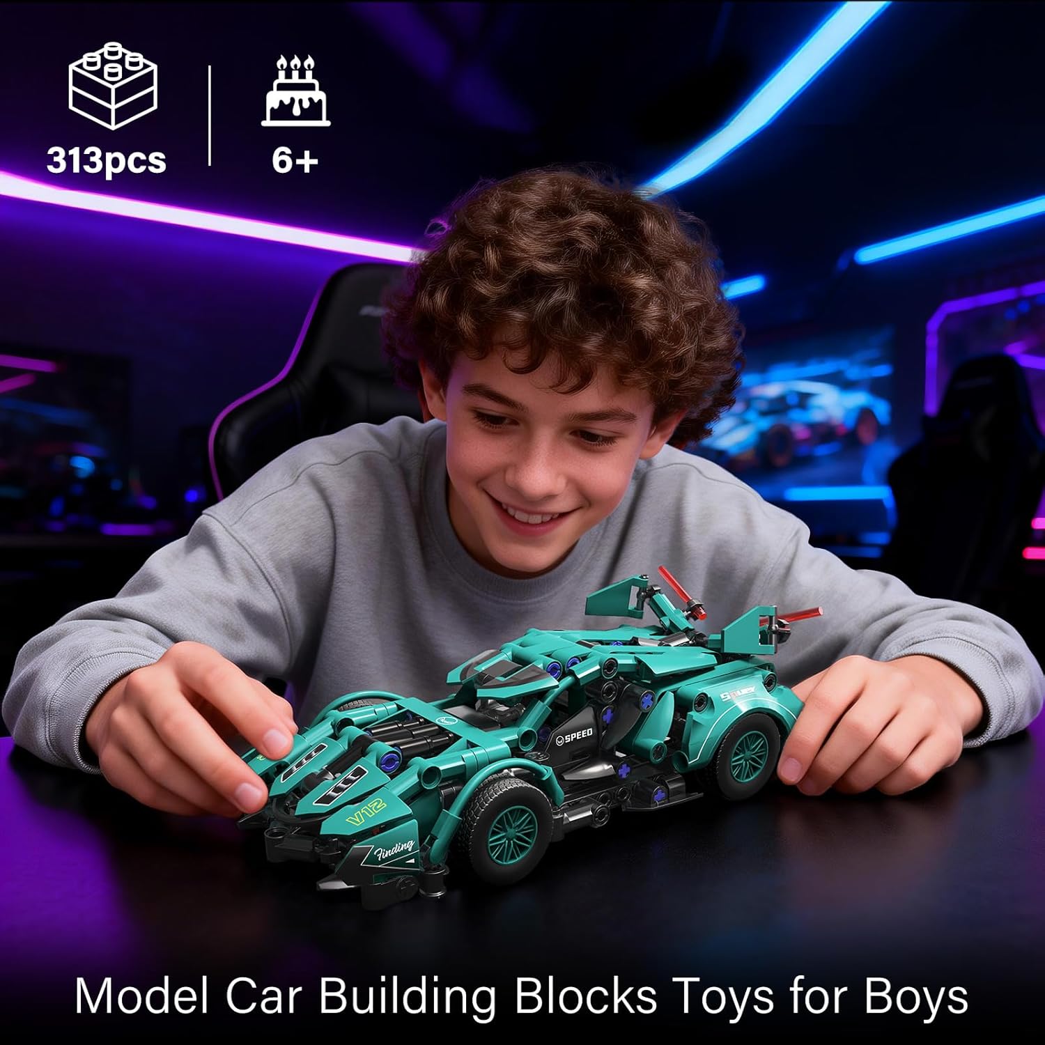 Technical Car Building Toys for Boys, 1:18 Sports Surpercar Building Block Set Racing Model Car Building Toy Kit Construction Toy Decor Idea Birthdays Gift for Boys Girls Teens Adults
