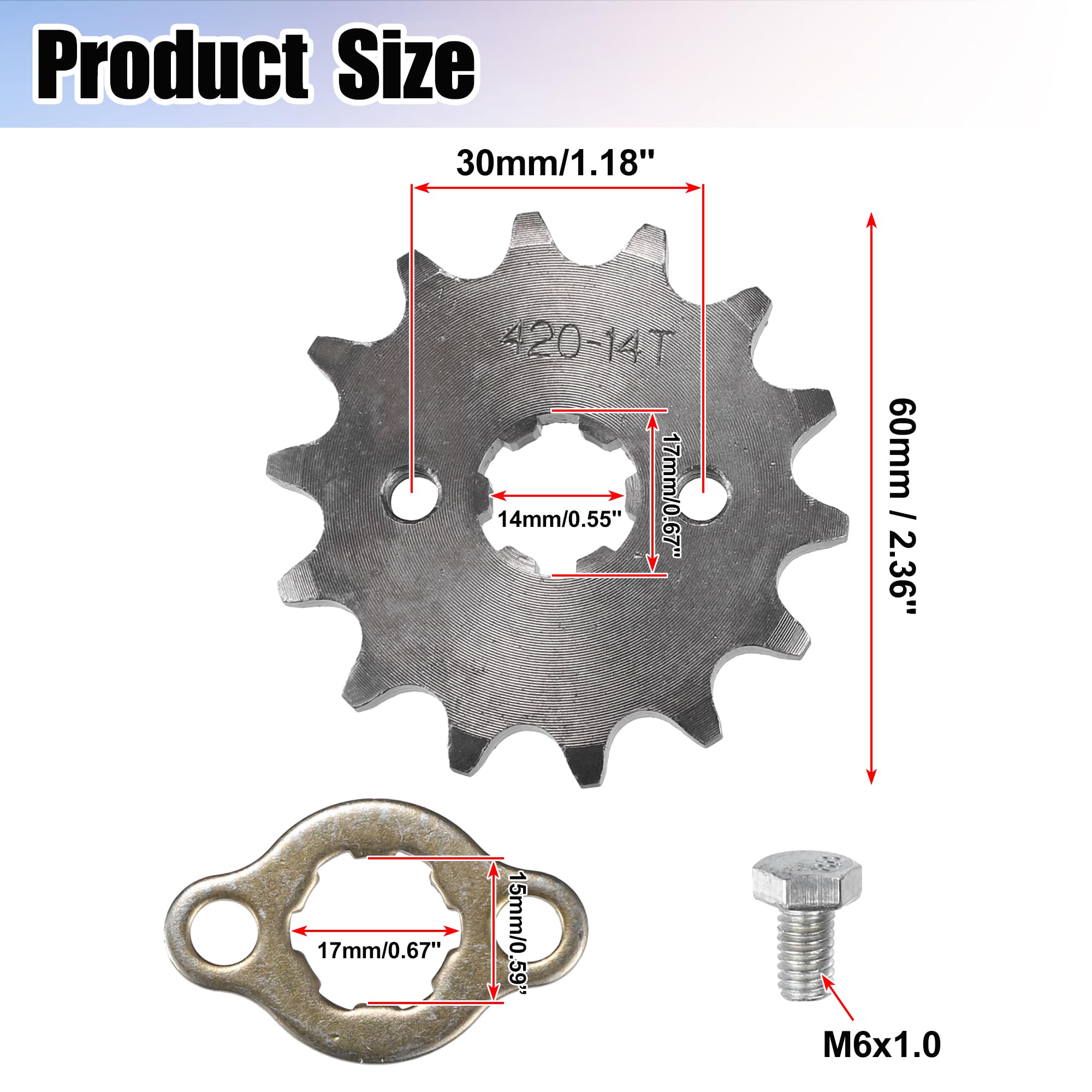 QUARKZMAN 1 Set 420 14T 17mm Piñón Delantero de Motor para Motocross Bike ATV