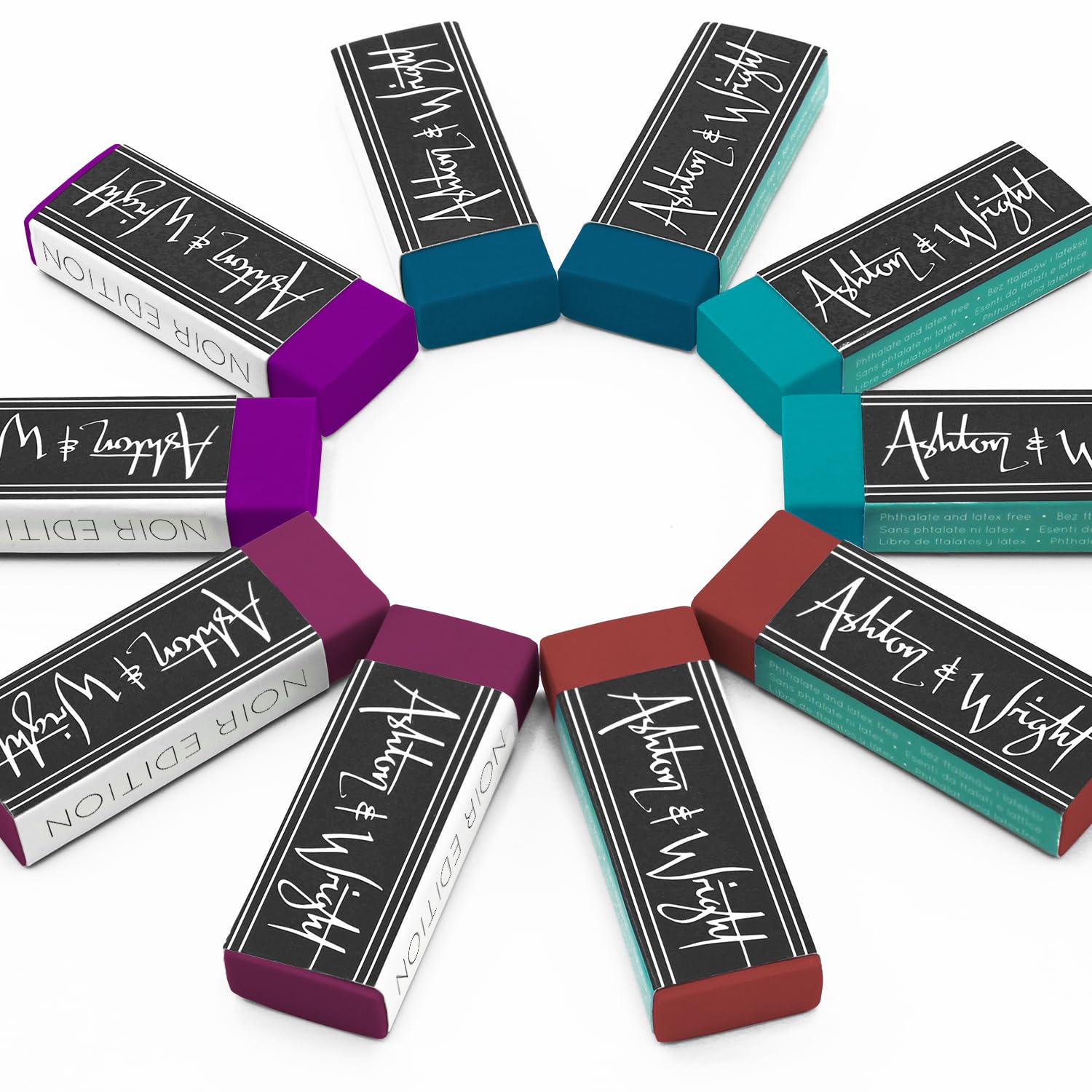 Ashton and Wright - Classic Eraser - Latex Free Plastic Rubber (Midnight Tones, Pack of 10)