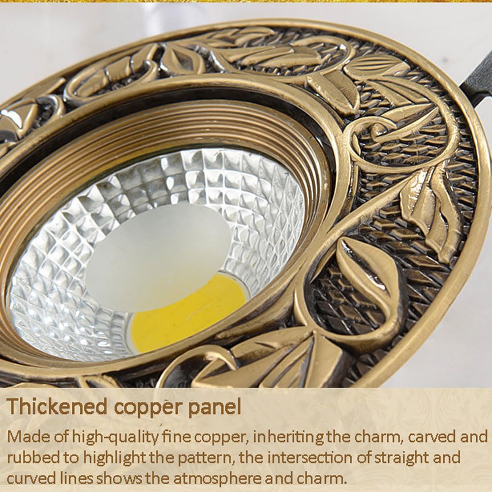 4 Pack Recessed Brass Downlight 7W Ultra Thin Round Baffle Trim,All Copper Led Recessed Daylight Retrofit Downlight Round Brass Panel Light Cutting Size: 70-90Mm,Bronze (Bronze)