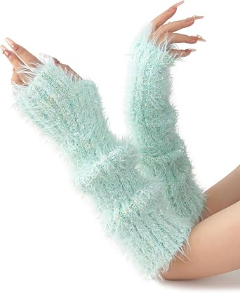 F Flammi Arm Warmers Women Kawaii Japanese Harajuku Y2k Arm Warmer for Girls Velvet Fingerless Gloves Knitted Arm Sleeve