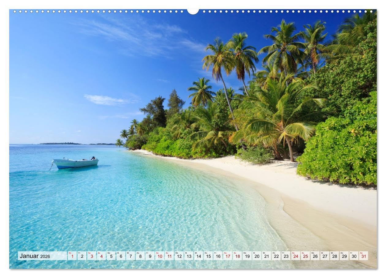 Malediven - Reise in ein Naturparadies (Wandkalender 2026 DIN A2 quer), CALVENDO Monatskalender: Wunderschöne Inseln der Malediven (CALVENDO Natur)