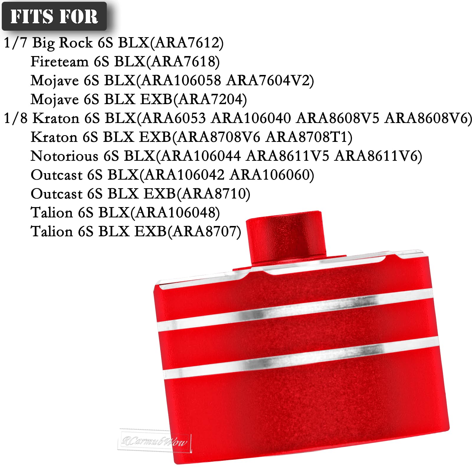 RCarmubWow RC Alloy Diff Case Differential Carrier Upgrades Part for 1/8 Kraton/Outcast/Talion 6S BLX EXB,Notorious 6S BLX,1/7 Mojave 6S BLX EXB,BigRock/Fireteam 6S BLX,Replace #ARA310983,Red