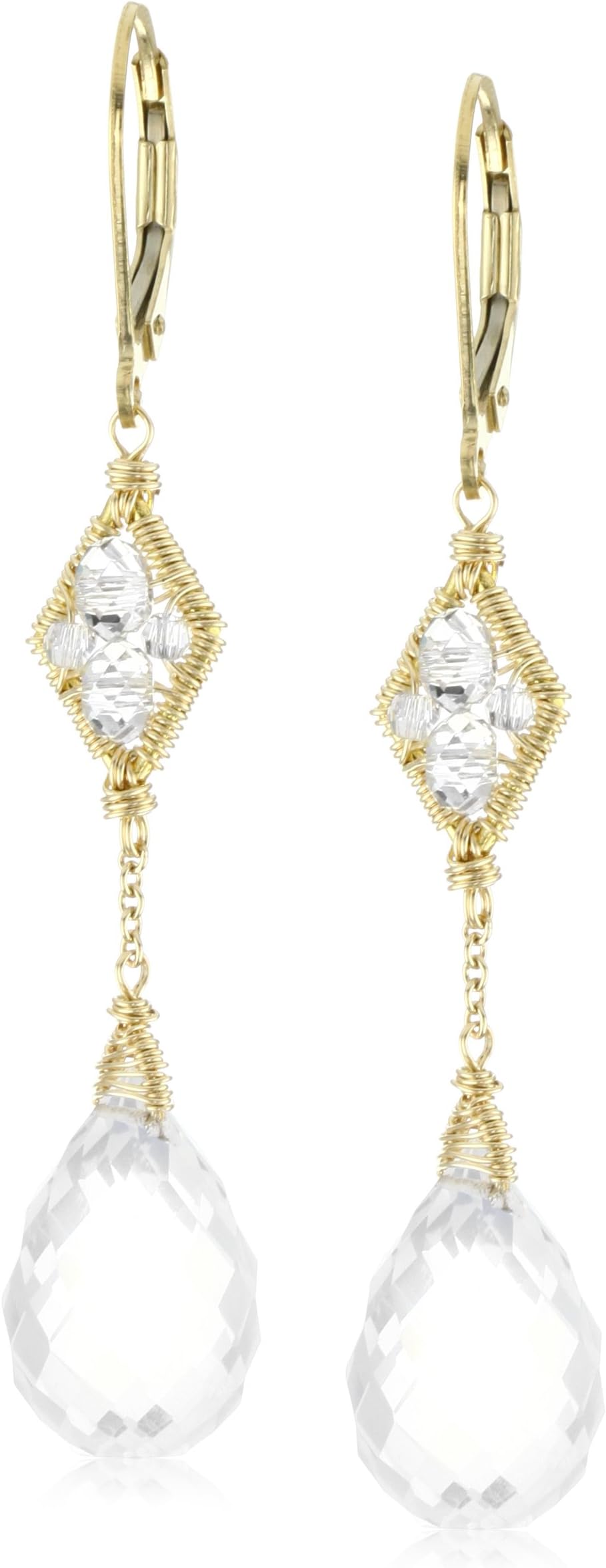 Dana Kellin Ice Quartz Teardrop with Diamond Shape Top Pendant Necklace Earrings