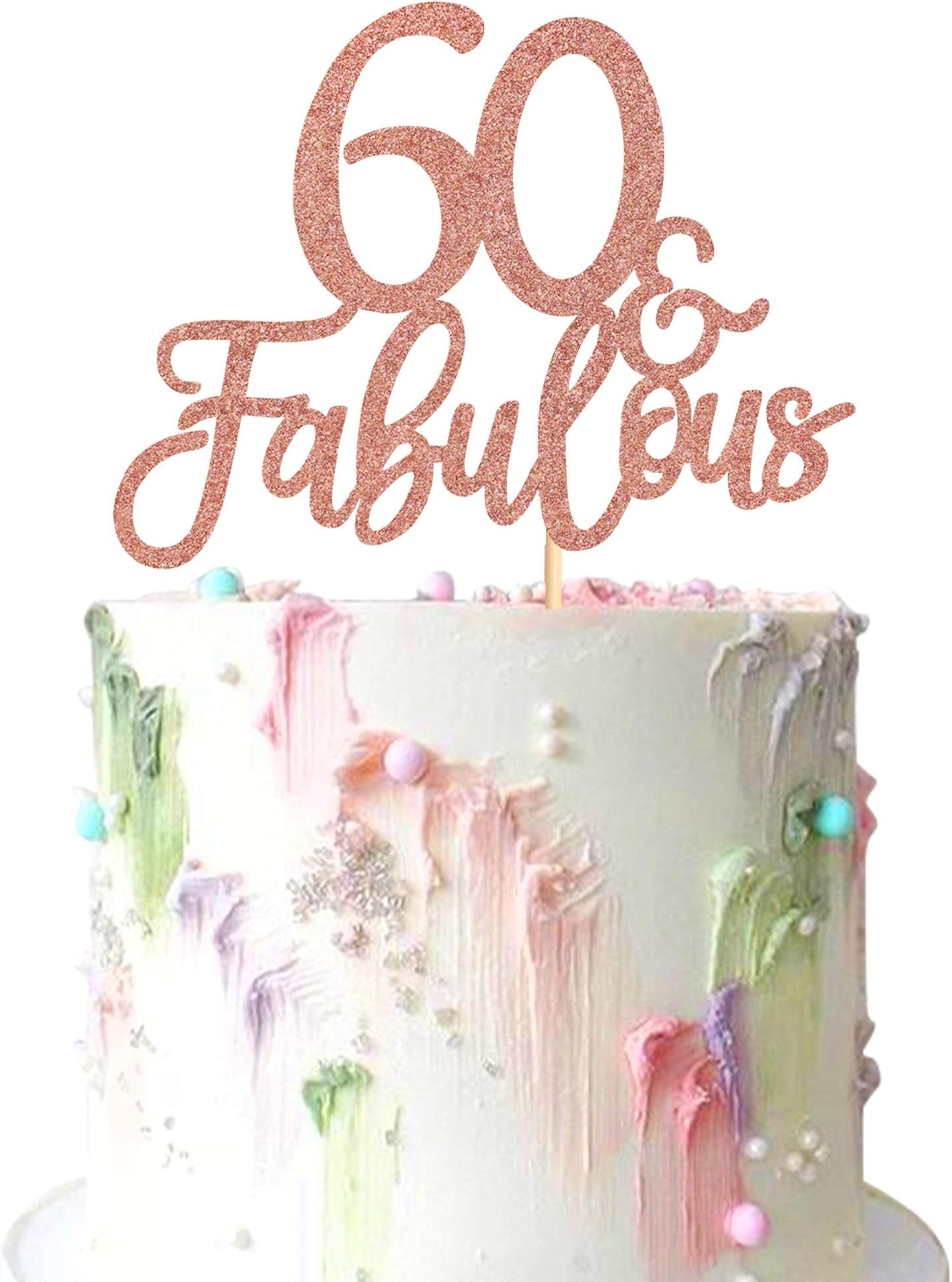 Blumomon Rose Gold Glittery 60th Birthday Cake Topper - 3 Pack