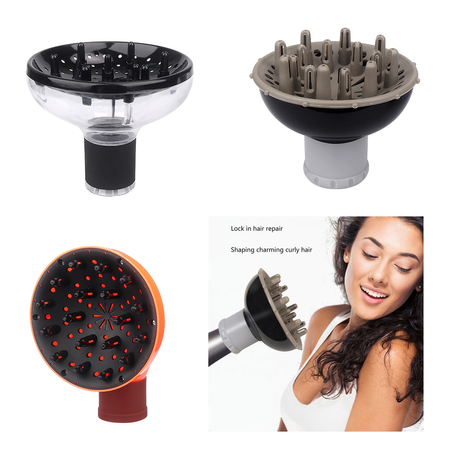 LOXGO Hair Diffuser For Curly Hair Suitable For 1.5-1.9 Inch Blow Dryer Diffuser Attachment For Natural Frizzy Hair Hair Diffuser For Long Hair
