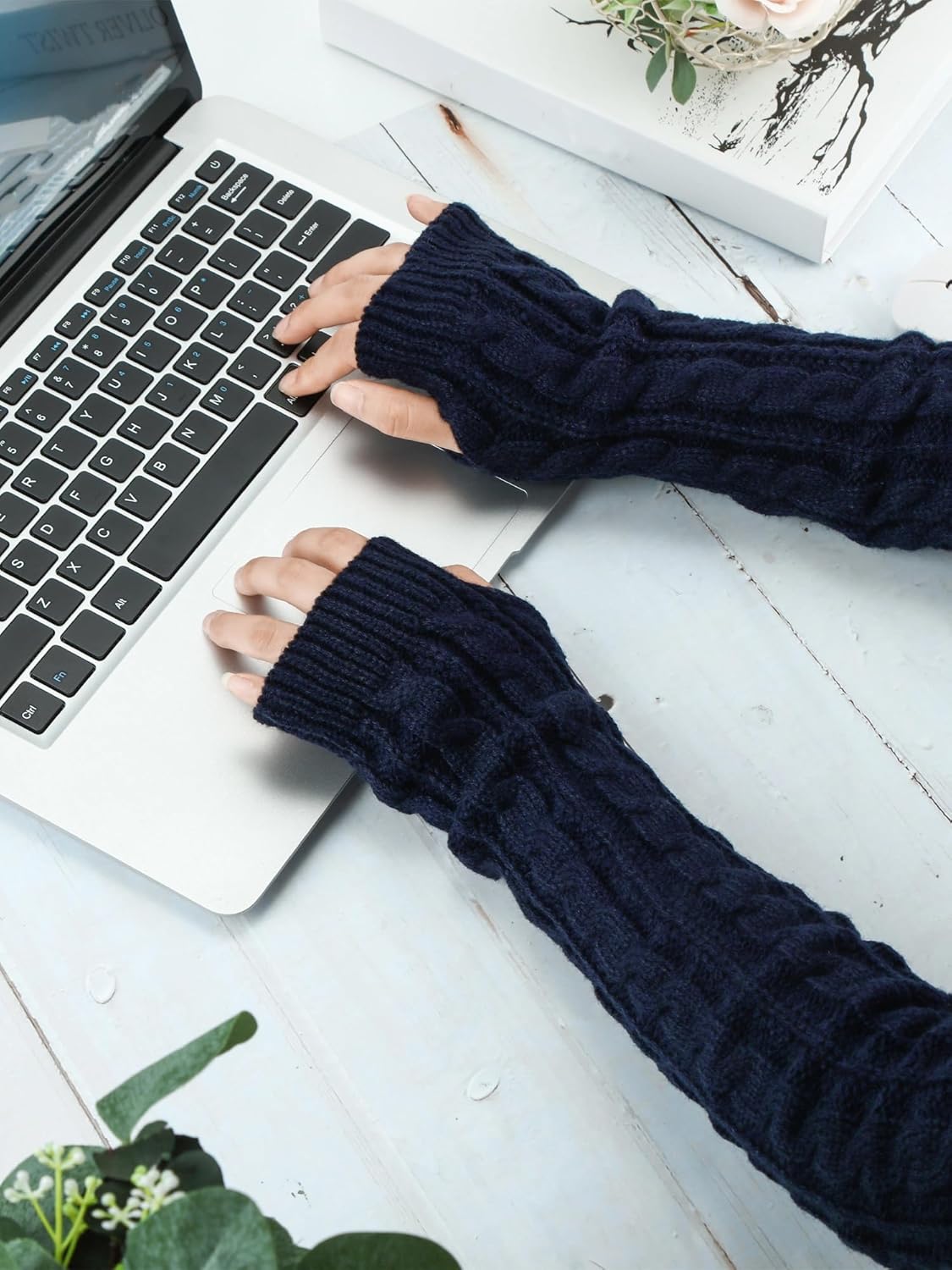 Bememo 3 Pairs Arm Warmers Long Fingerless Gloves Knit Wrist Warmers with Thumb Hole Open Finger Arm Socks for Women Adult - Image 6