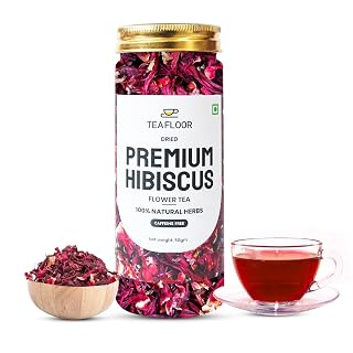 TEAFLOOR Premium Hibiscus Tea 50g | Natural Herbal Tea for SKIN GLOW, Heart Health & Immunity | Caffeine-Free & Antioxidant Rich | Pure Dried Hibiscus Flower