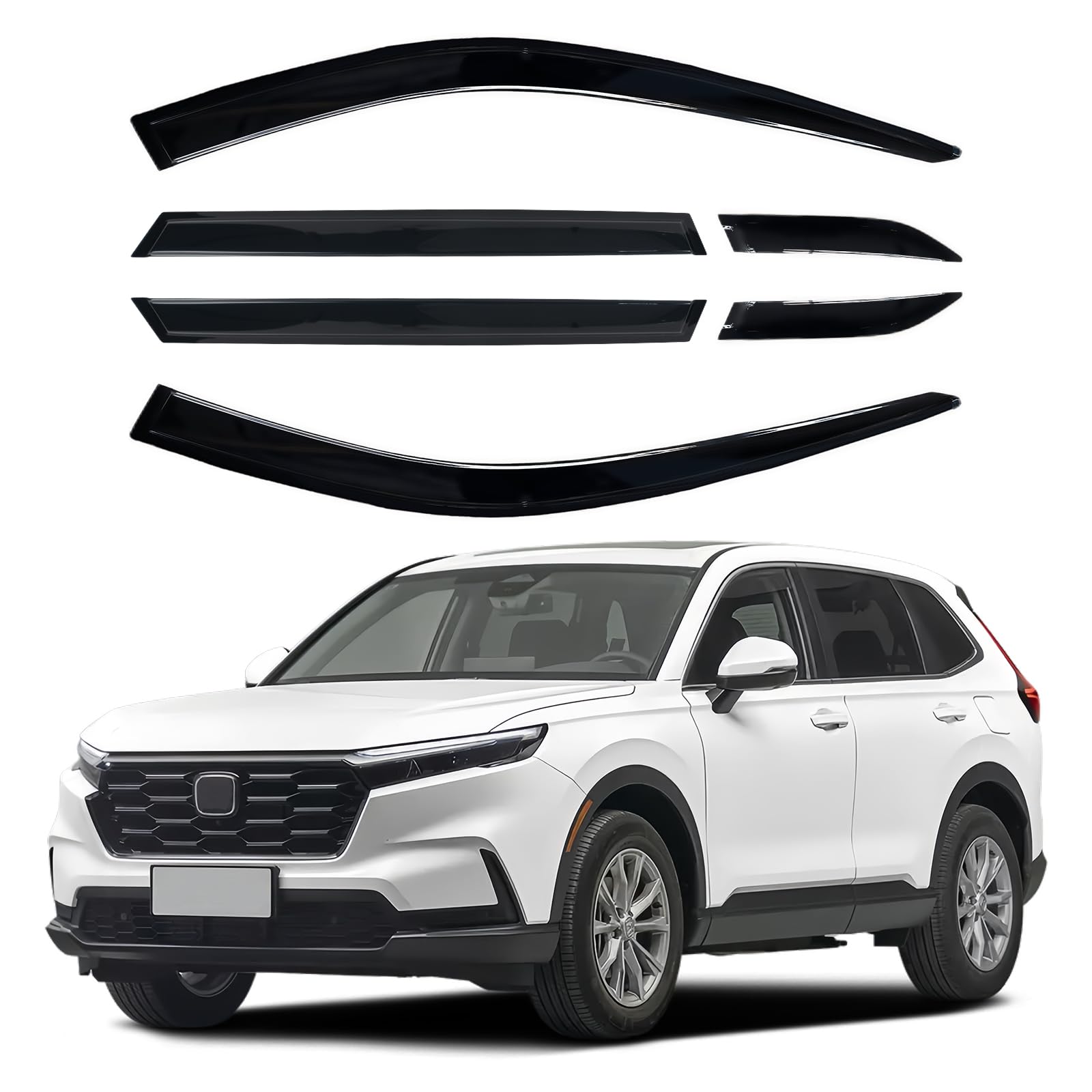 Shatterproof Out-Channel Window Deflectors for Honda CR-V (CRV) 2017-2022, Rain Guards, Window Visors for Cars, Vent Deflector, Car Accessories, 4 pcs (for CRV 23-24 6-Piece Chrome)