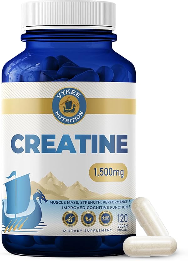 Vykee Nutrition Creatine Monohydrate Supplement Capsules, 1,500 mg