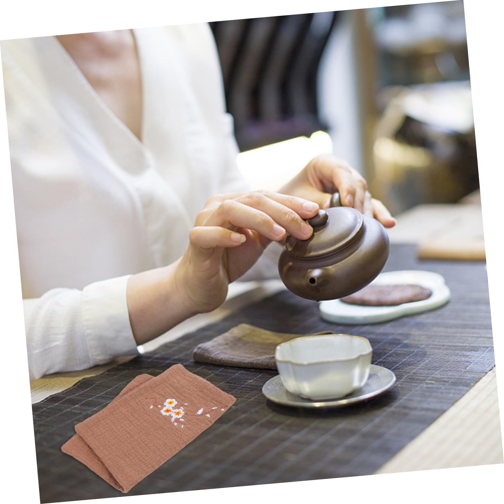 PRETYZOOM 8piezas Toalla De Té Bordada Absorbente y Multifuncional para Cocina y Ceremonias De Té