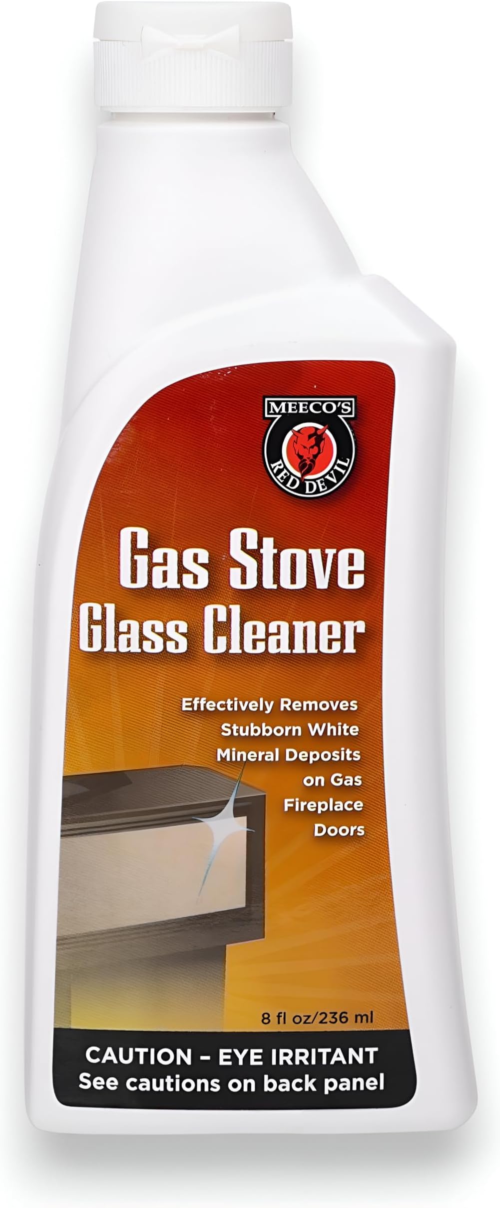 MEECO'S RED DEVIL 710 Gas Stove Glass Cleaner - Quickly & Easily Removes Stubborn White Mineral Deposits from Gas Fireplace or Stove Glass (8 fl oz) - Made in the USA