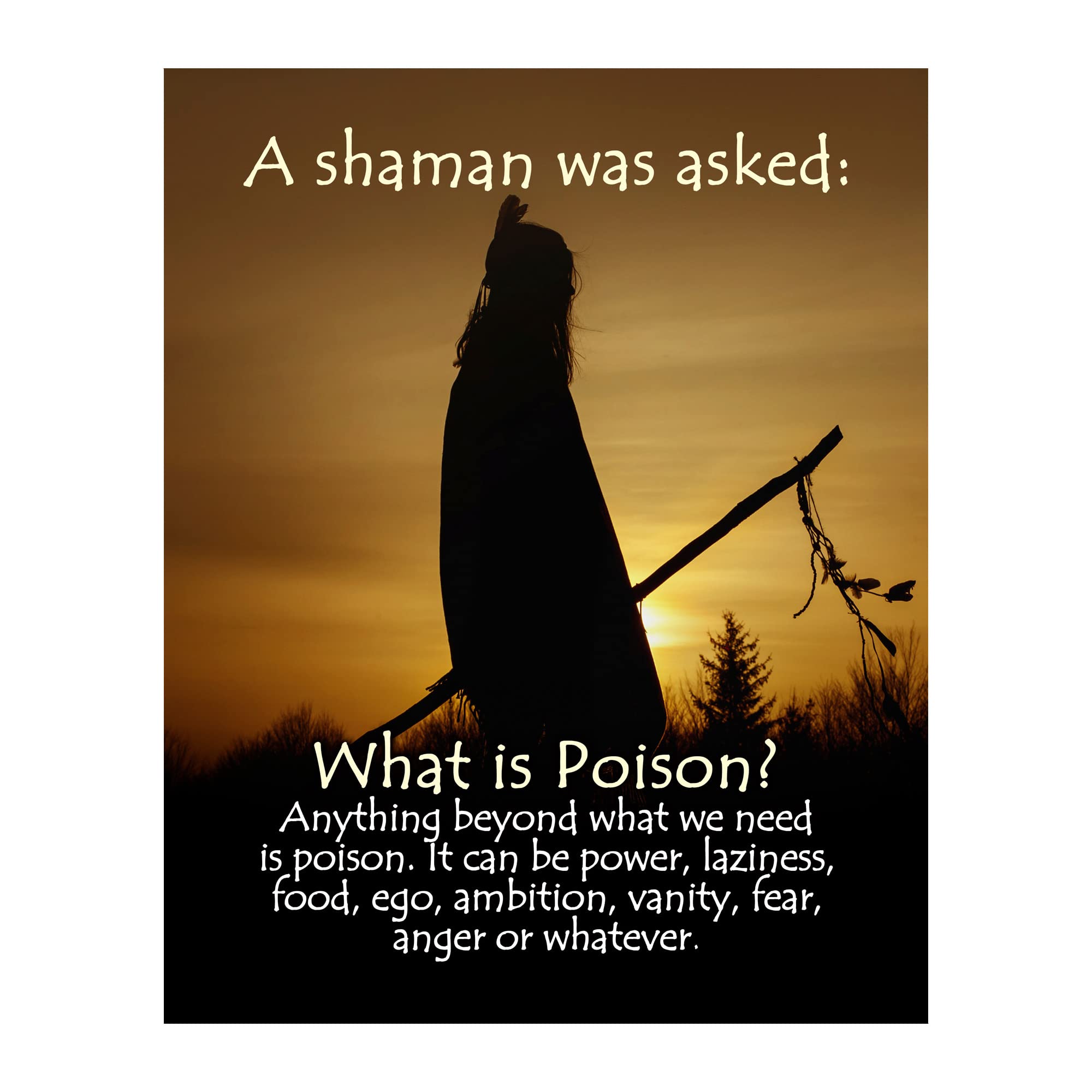 Anything Beyond What We Need - Inspirational Wall Art Decor 8x10 Unframed, Native American Print with Indian Shaman Image for Home, Office, and Bedroom Decor”