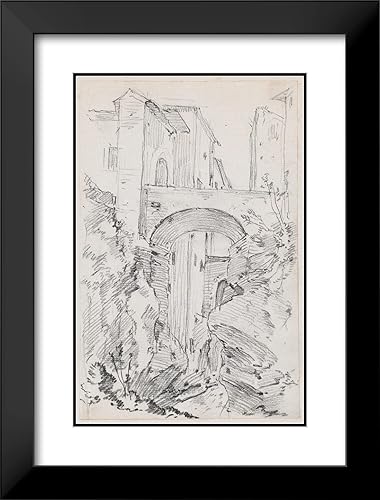 Miniatura 2 de ArtDirect Joseph-Marie Vien 13x18 Black Modern Frame and Double Matted Museum Art Print Titled - A High Bridge in Tivoli (1744-1750)