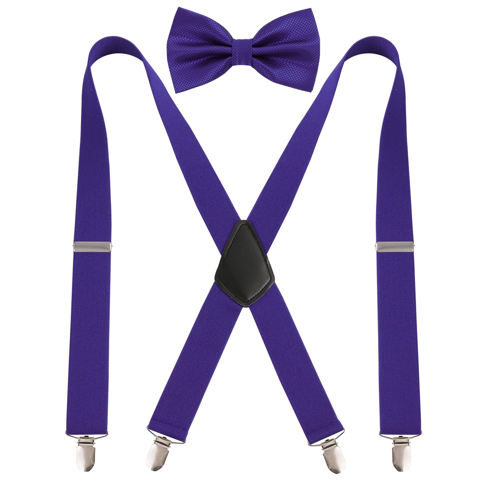 Alizeal Mens Suspender Pre-tied Bow Tie Set, Dark Purple