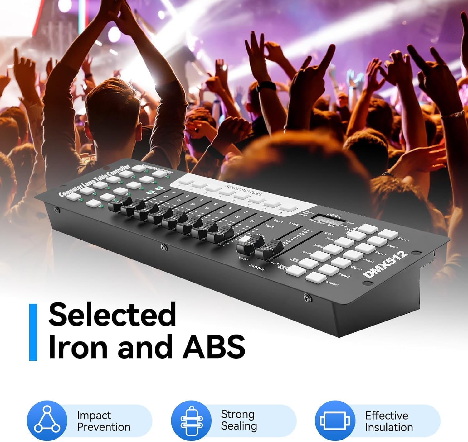 Controller DMX 512 Console per illuminazione palcoscenico, 192 canali Console 240 scene per 6 lettori, leggio luce DMX, festa, DJ Discoteca Moving Head Light Scene Lampada Operatore Attrezzature