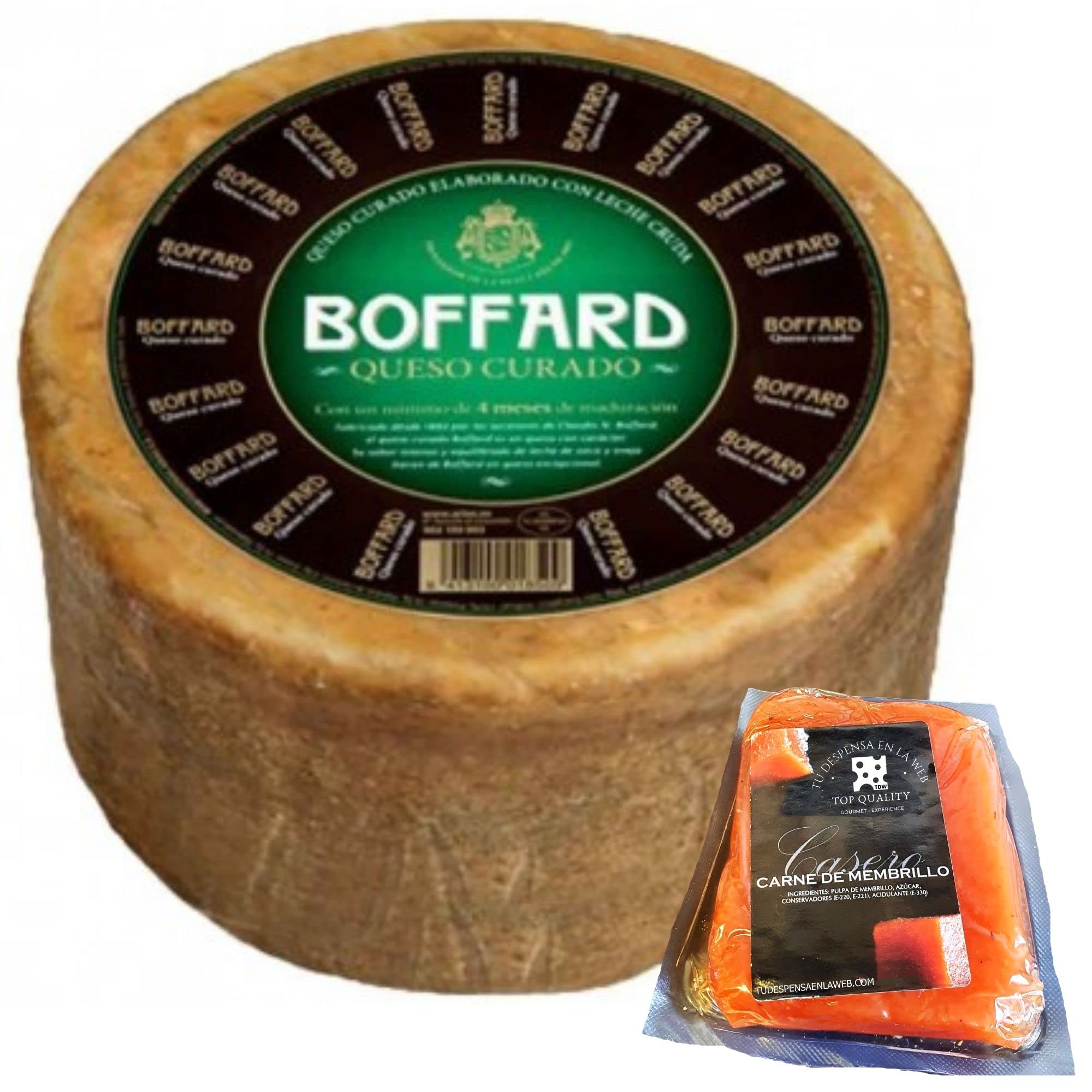Queso Curado Boffard Artesano - Queso Boffard elaborado con leche cruda de Oveja y Vaca Peso Aproximado 3 Kilos - Incluye Membrillo Artesano TDW