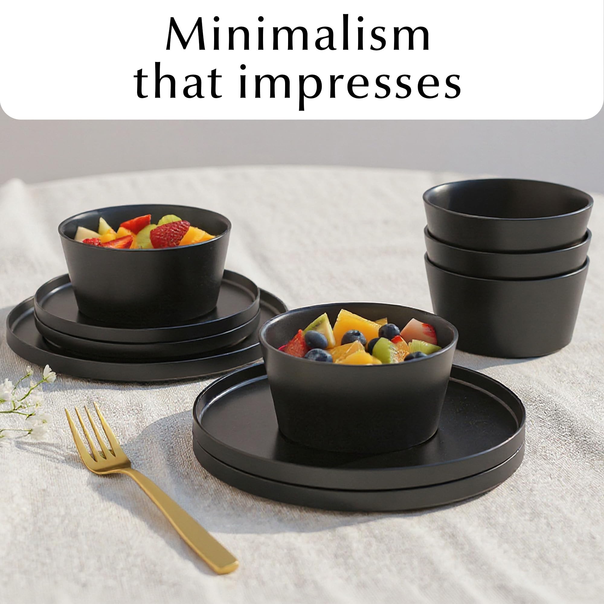 MIAMIO, Ceramic Bowl Set / 25 oz Bowls Set for 4 People, Cereal, Ramen, Soup and Salad Bowl, Dishwasher and Microwave Safe - Image 4