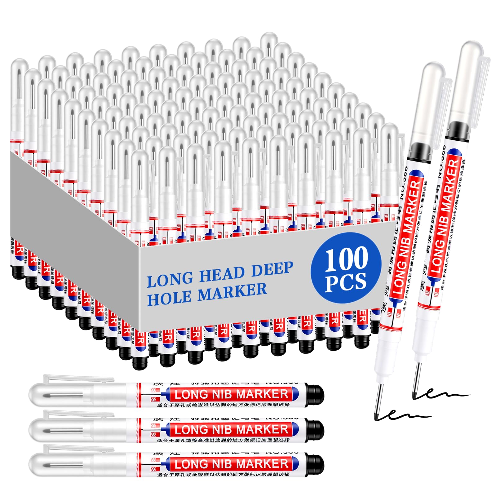 Long Nib Markers - 100 Pack for Deep Marking -8
