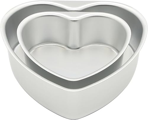 Paquete de 2 moldes para pasteles en forma de corazón, juego de latas para tartas en forma de corazón, incluye molde para hornear pastel de 6