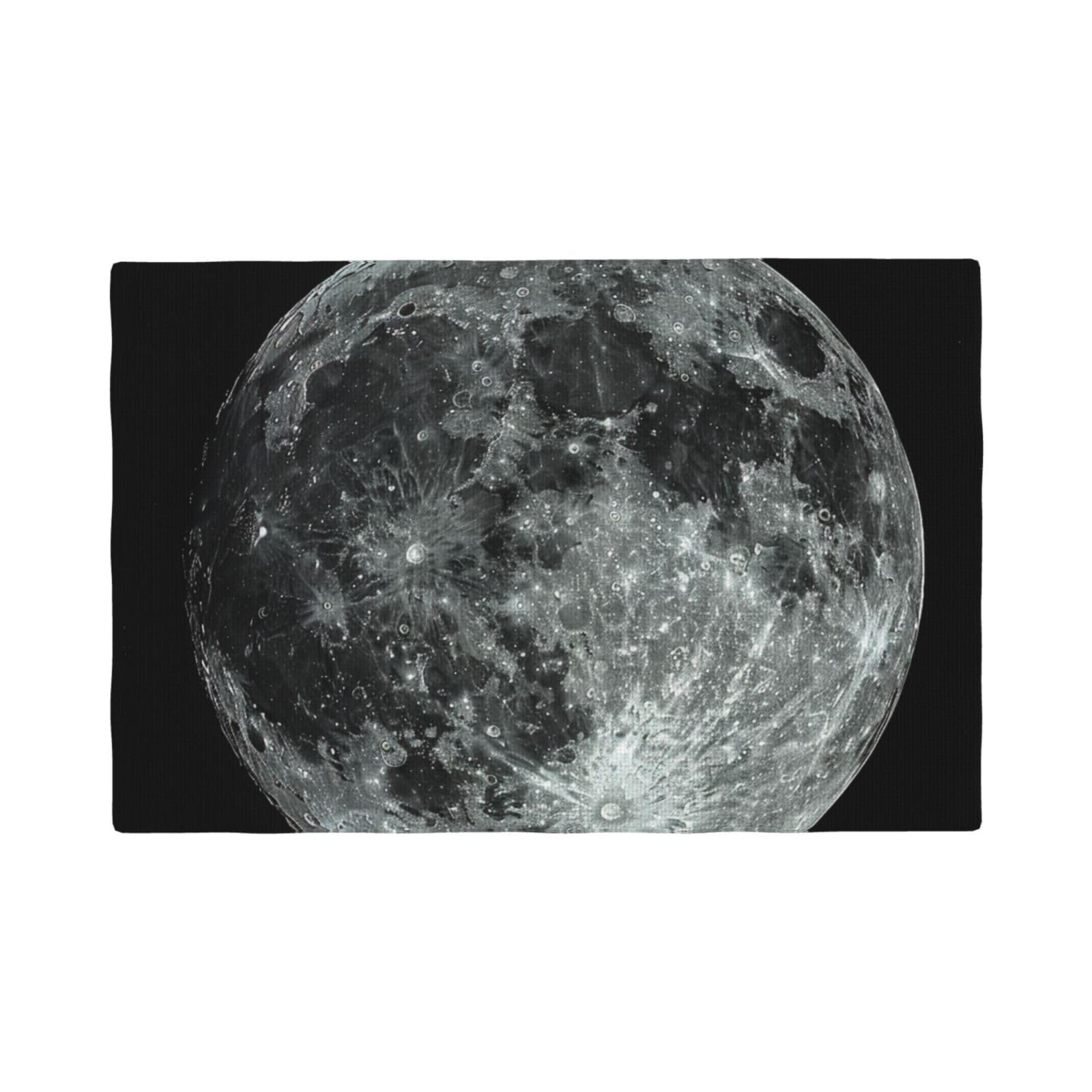 Moon Print Placemats Set, Heat Resistant Washable Placemat 12x18in Table Mats for Party Kitchen Dining Table Decoration Indoor Outdoor, Four Pieces