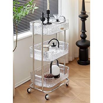 Amazon.co.jp: キッチンワゴン 透明アクリル 引き出し付き 多