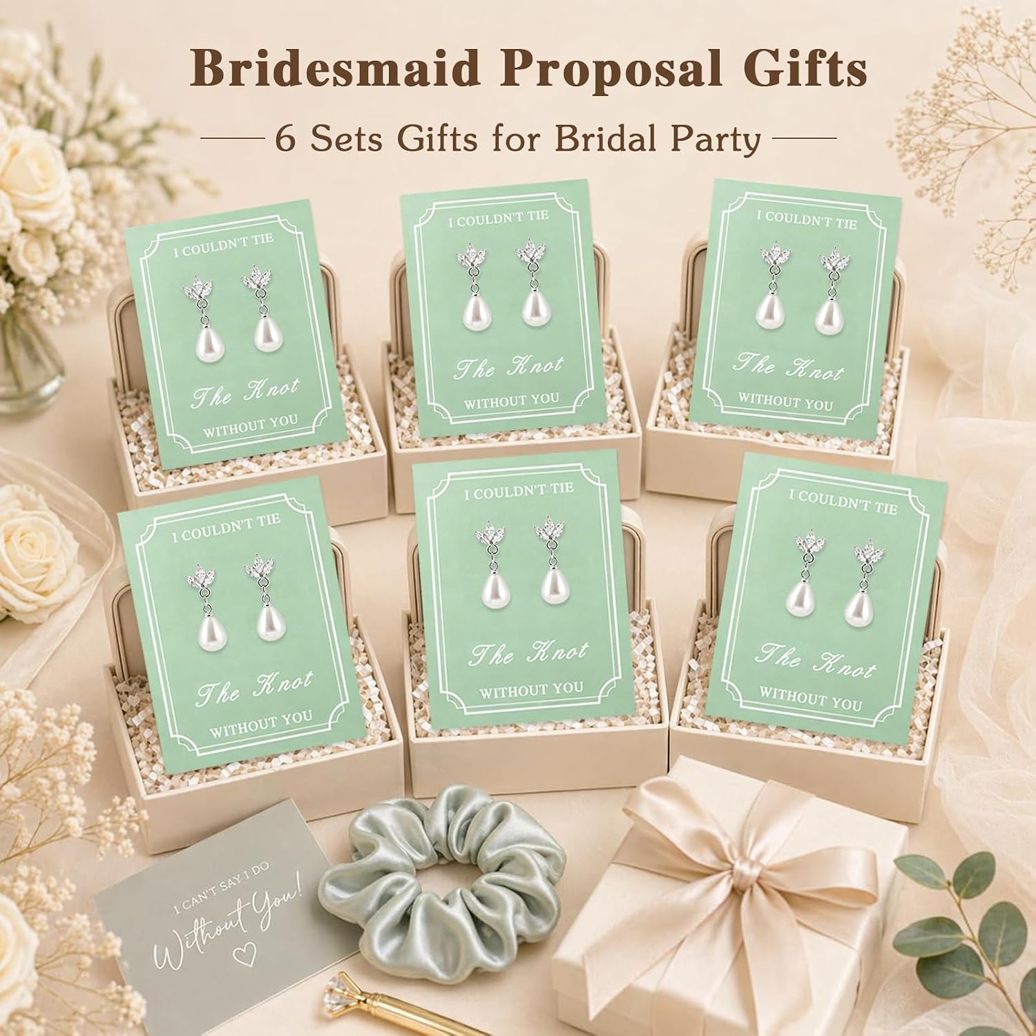 Bridesmaid Pearl Earrings for Women - Elegant Drop Dangle Earrings with Pearl & Cubic Zirconia - Wedding Party Jewelry, Bridal Shower Gift for Bridesmaids, Mother of Bride, Maid of Honor image 5