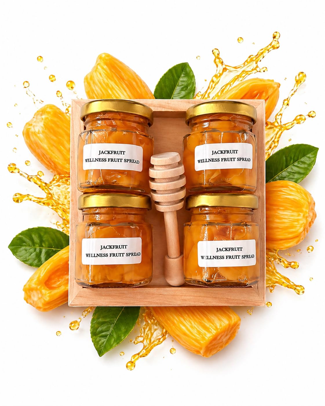 Jackfruit Wellness Fruit Spread Variety Pack – All Natural Tropical Fruit Jam Set with Honey Dipper – Gourmet Healthy Gift Set, Energy & Digestion Support