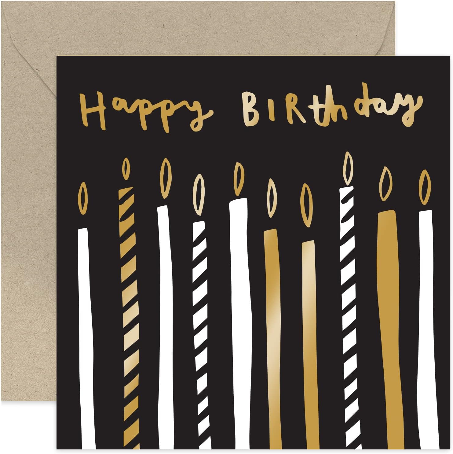 Old English Co. Abstract Cake Candles Birthday Card for Him Gold Foil