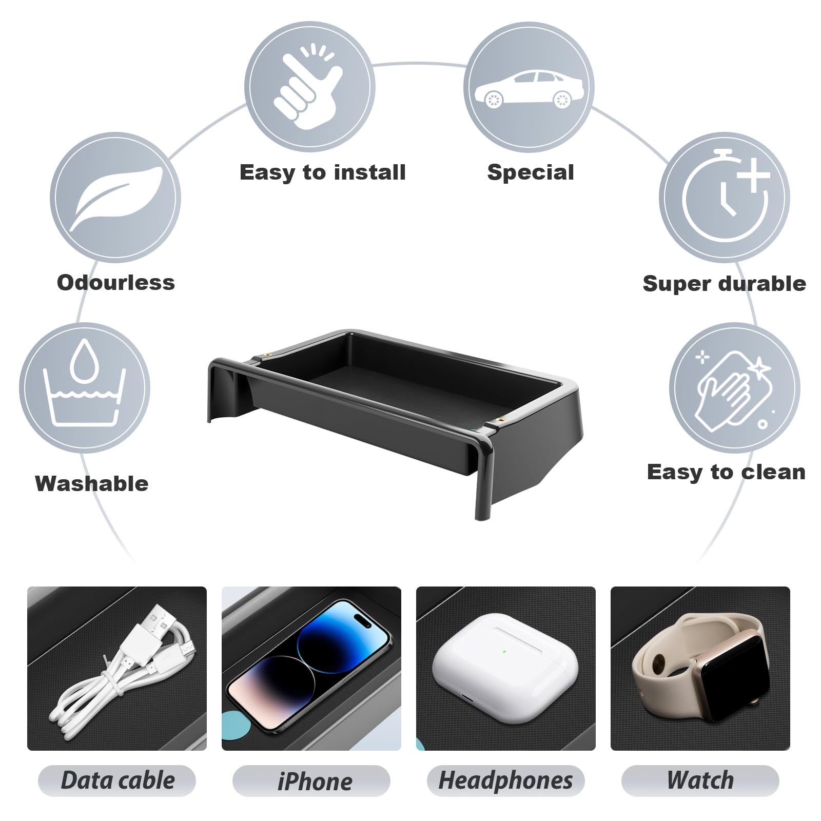 SKTU Organizzatore di Vassoio Dietro Lo Schermo Compatibile con VW Golf 8.5 2025+ | Scatola di stoccaggio della Console Centrale per Schermo Touchscreen di Navigazione 12.9" Accessori VW Golf 8.5