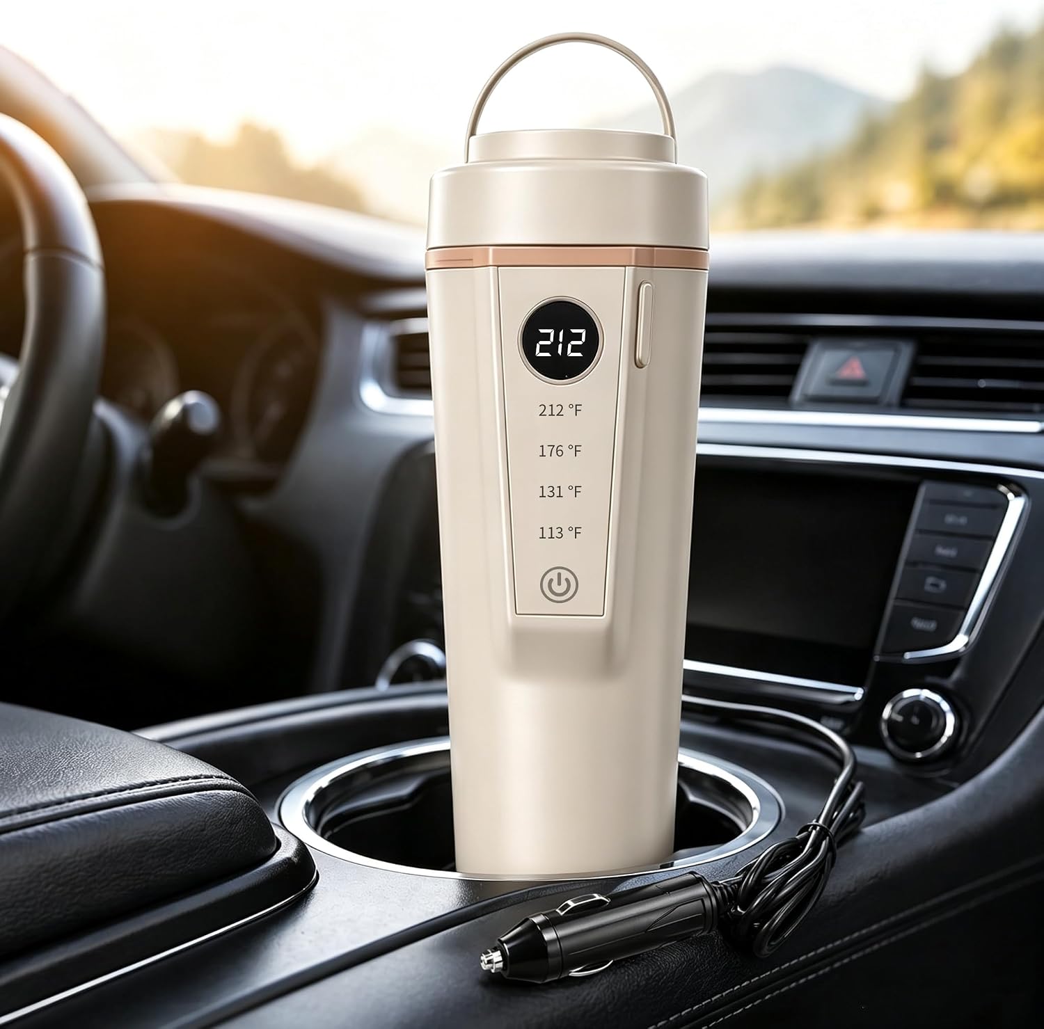 12V/24V Car Kettle, Portable Kettle for Hot Water, 316 Stainless Steel Premium Liner,Smart Multi-speed Temperature Control for Truck Driver OTR, Road Trips, RV(CREAM)
