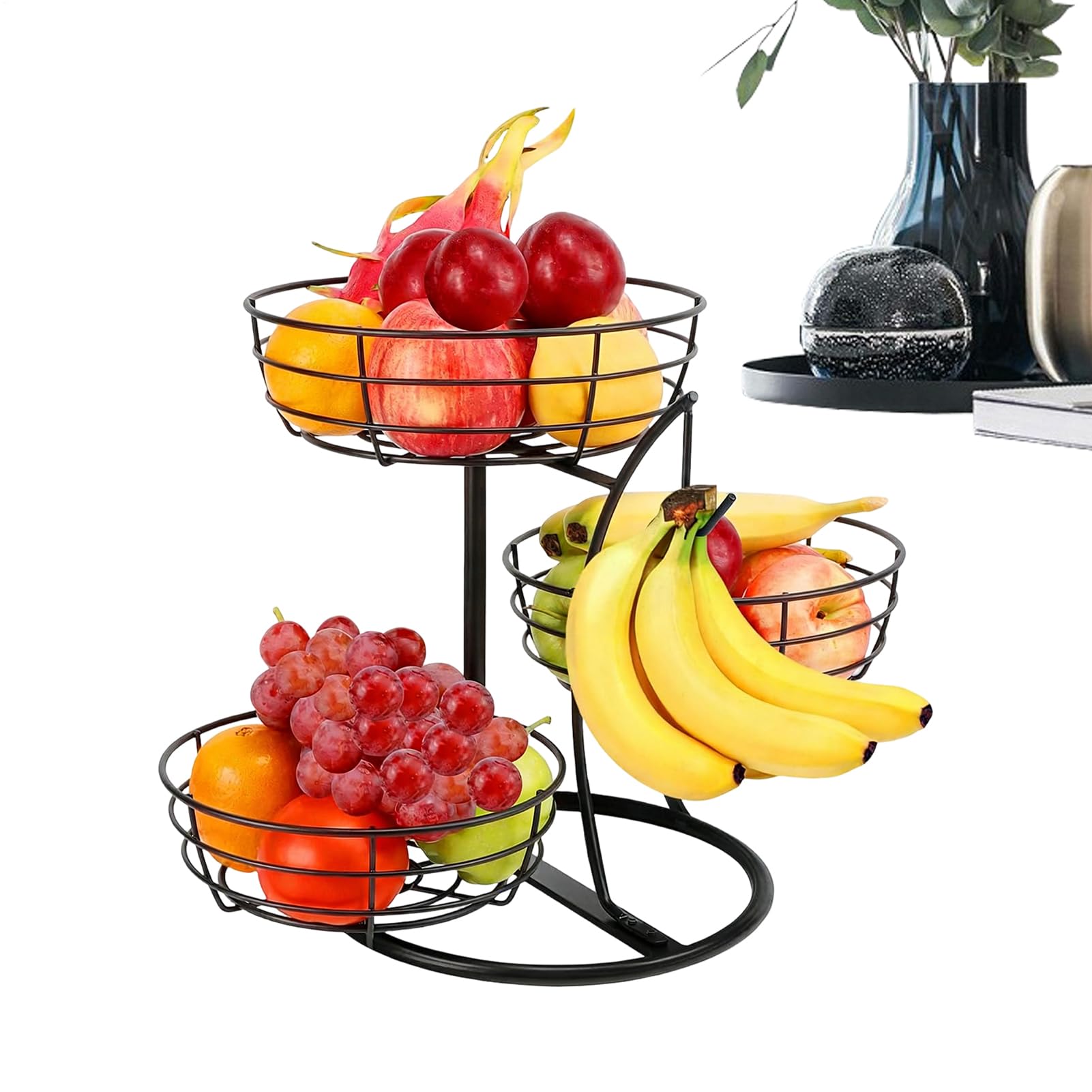 Almacenamiento de frutas para encimera - con gancho de almacenamiento para plátanos,Encimera de | Para Armarios, Apartamentos, Restaurantes, , Comida, Verduras, Pan y Snacks