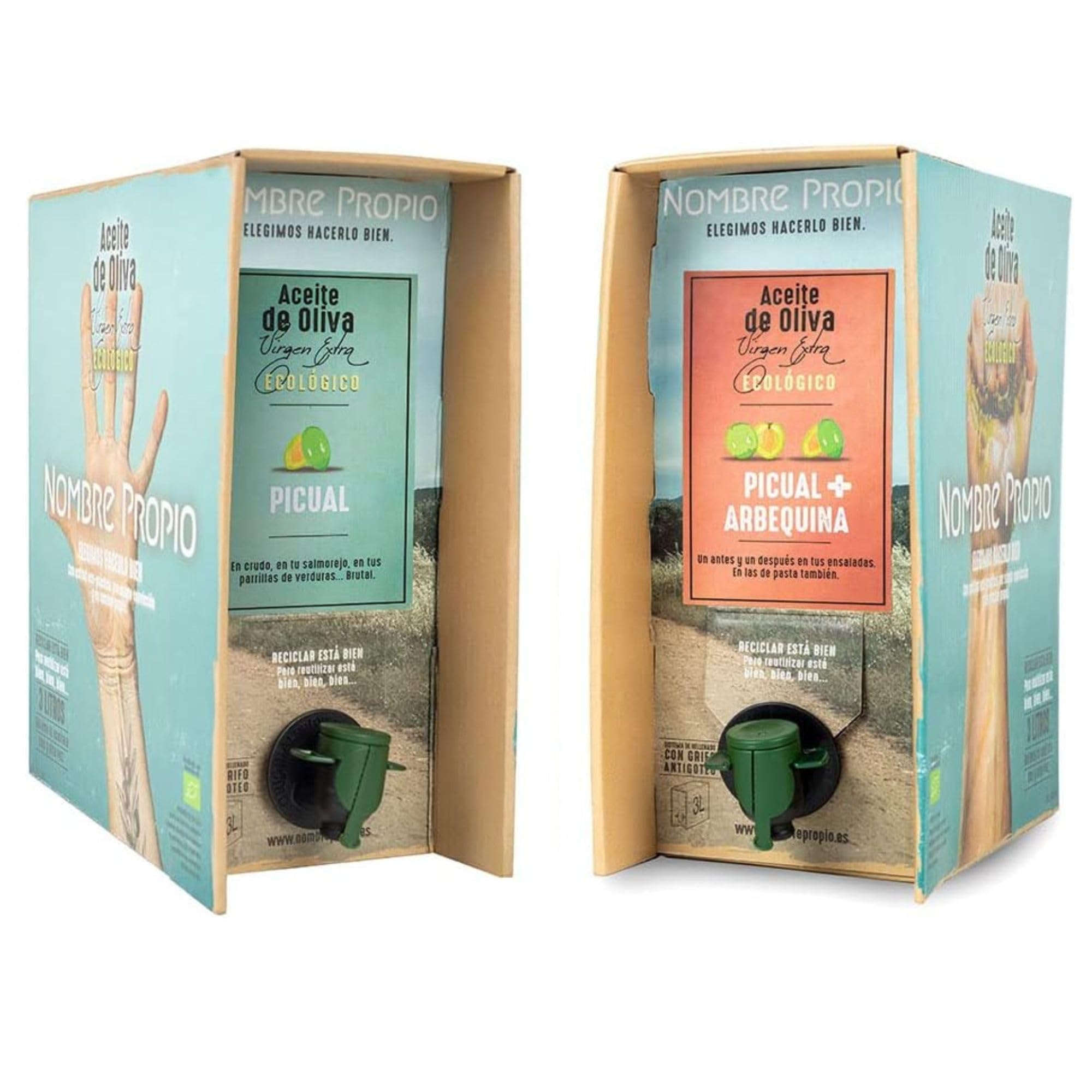 Pack 6L Extra Virgin Olive Oil Eco - 3L Picual EVOO & 3L PICUAL/ARBEQUINA EVOO - Bag in Box Format, 3L Rich in polyphenols.