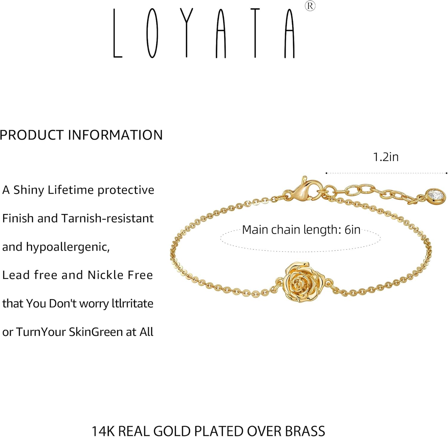 LOYATA Gold Bracelets for Women-Charm Birth Flower Chain Bracelet Non Tarnish Dainty 14K Gold Plated Waterproof Flower Link Bracelet Charms Jewelry Birthday Gifts for Women - Image 7