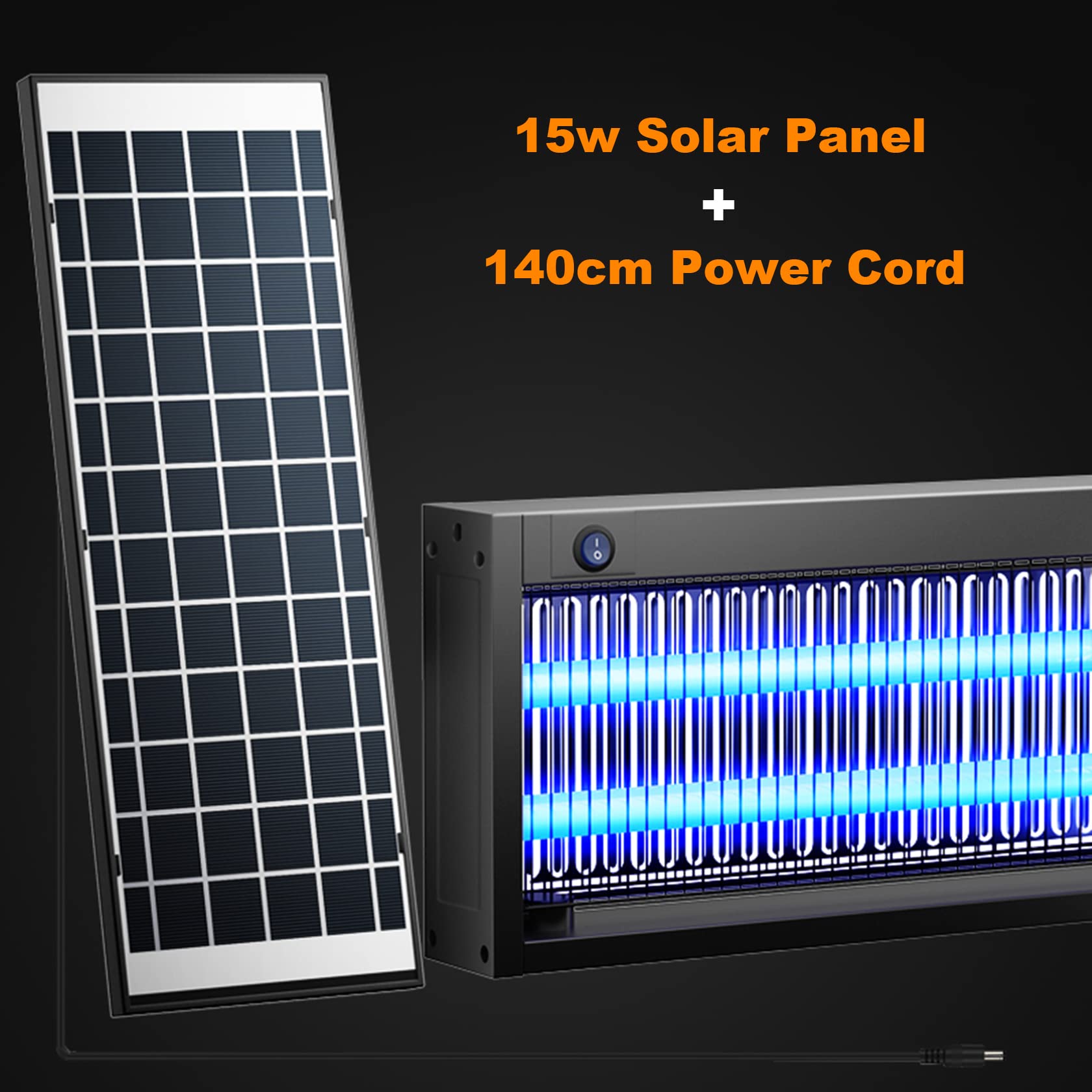 Killer per Mosche a LED Solare Trappola per Mosche 2 in 1 ad Alte Prestazioni per Interni ed Esterni Multifunzionale, Bug Zapper IPX4 Lampada antizanzare Impermeabile di Alta qualità, Batteria al li