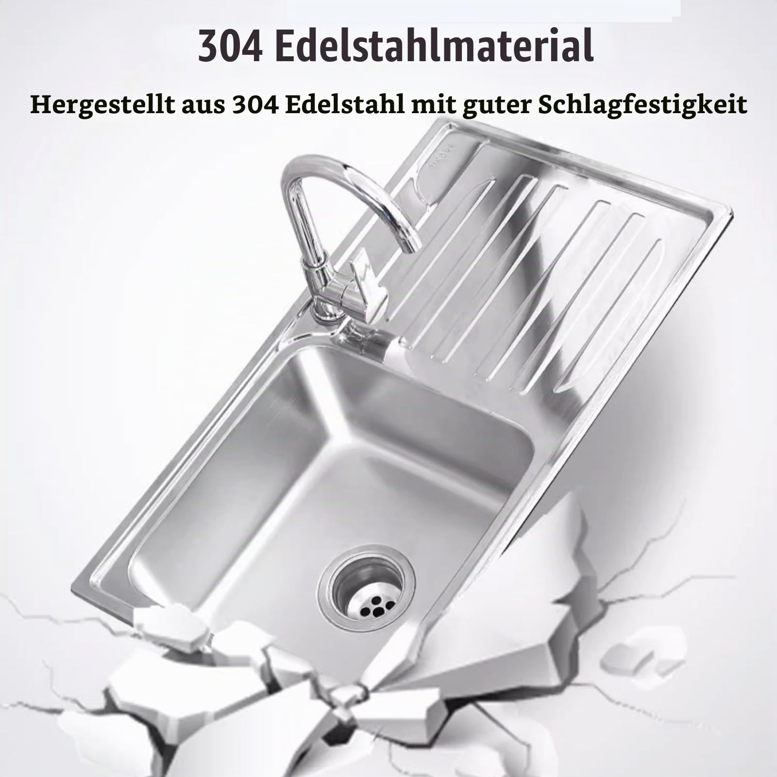 Spültisch Edelstahl 75 83cm Camping Spülbecken Wetterfest Outdoor Spüle Gartenschlauch Küche mit Wasserhahn Ablassvorrichtung Waschtrog Werkbank für Werkstatt Grillplatz Terrassen(75x40x75cm)