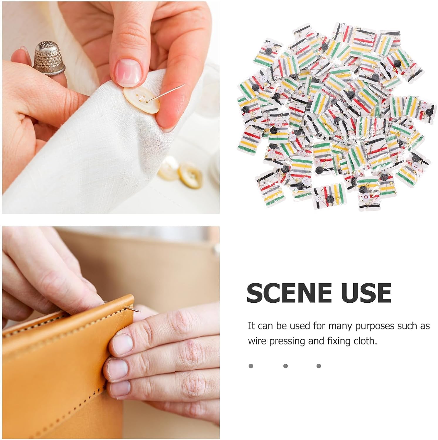 100 Packs Portable Sewing Thread Kit with Needles, Buttons, Pins image 3