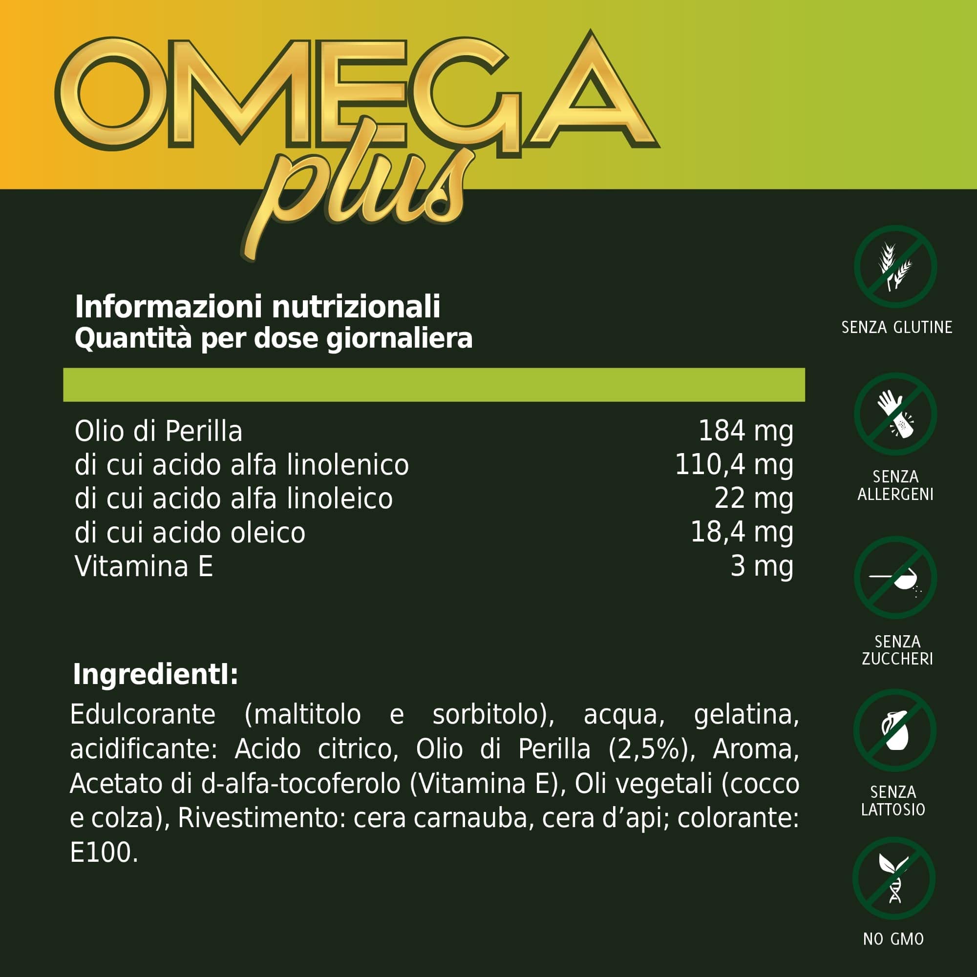 Healthy Fusion Omega Plus | Olio di Perilla + Vitamina E + Acidi grassi Omega 3-6-9 | Prodotto adatto per vegetariani | Massima qualità di Omega disponibile | 40 gummies al gusto di anguria