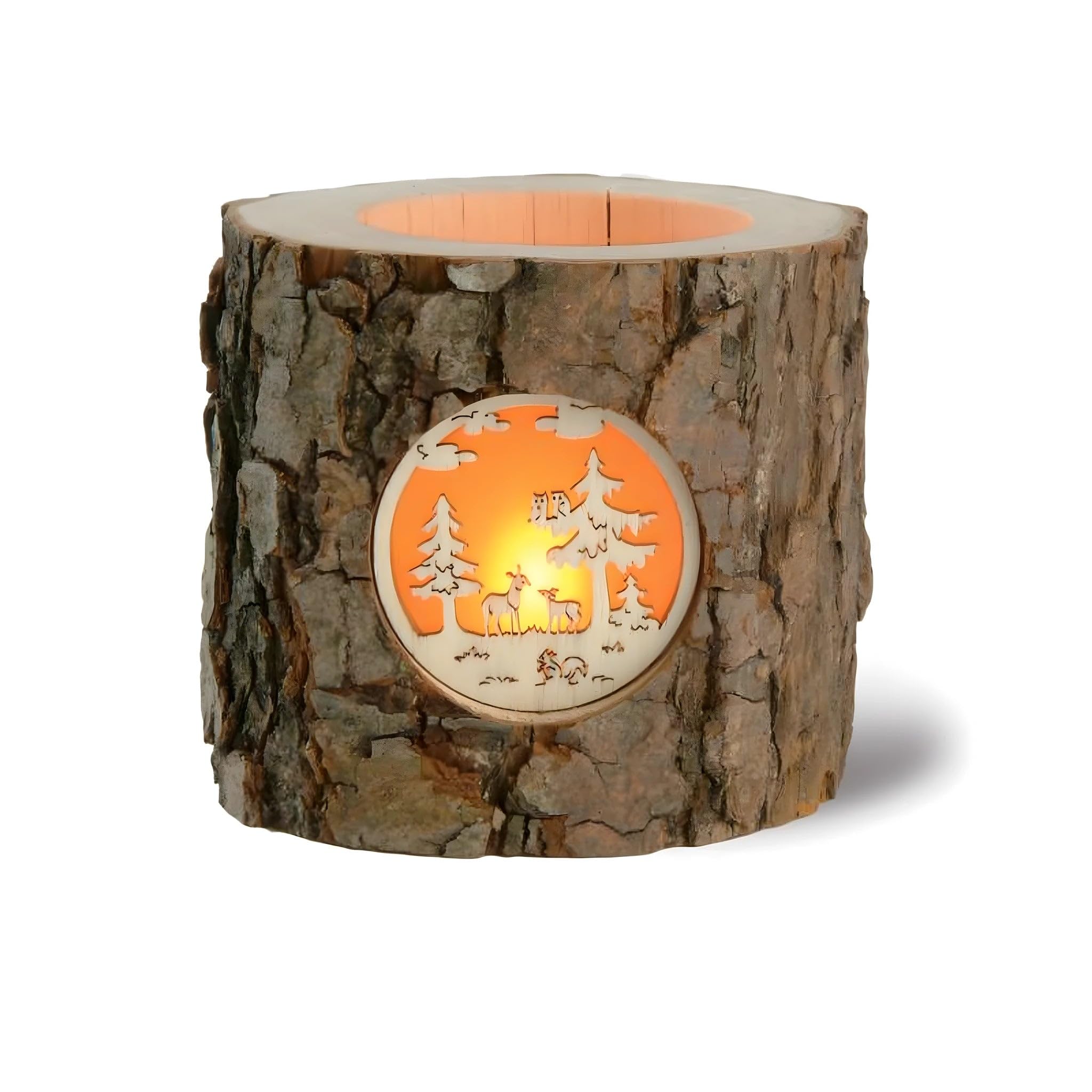 Lanterne photophore en bois naturel val Gardena figurine crèche 10cm