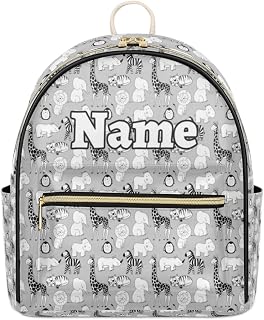 Elephant Rhinoceros Giraffe Penguin Custom Mini Backpack Purse for Women Ladies Cute Personalized Fashion Leather Small Backpack Shoulder Handbag Travel Bag Satchel Rucksack, Multicolor