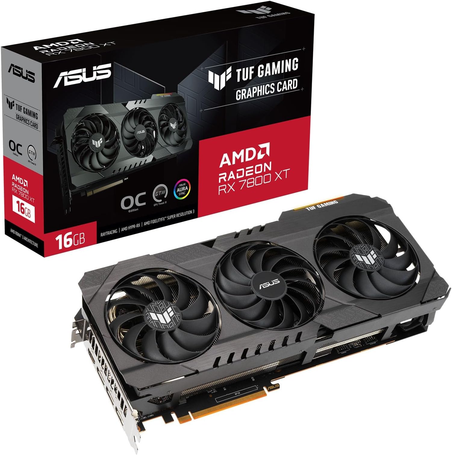 ASUS TUF Gaming Radeon RX 7800 XT White OC Edition 16 Go GDDR6 Gaming Carte Graphique Blanche