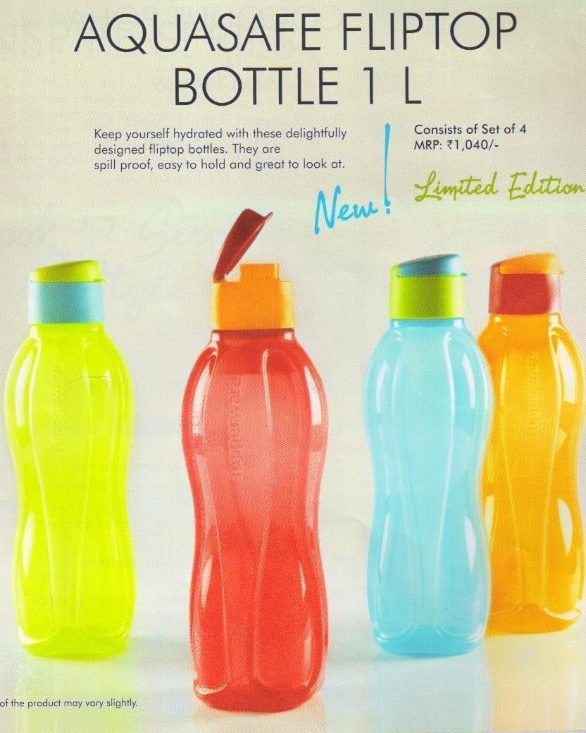 Aquasafe Flip Top Bottle 1 L each, Set of 4