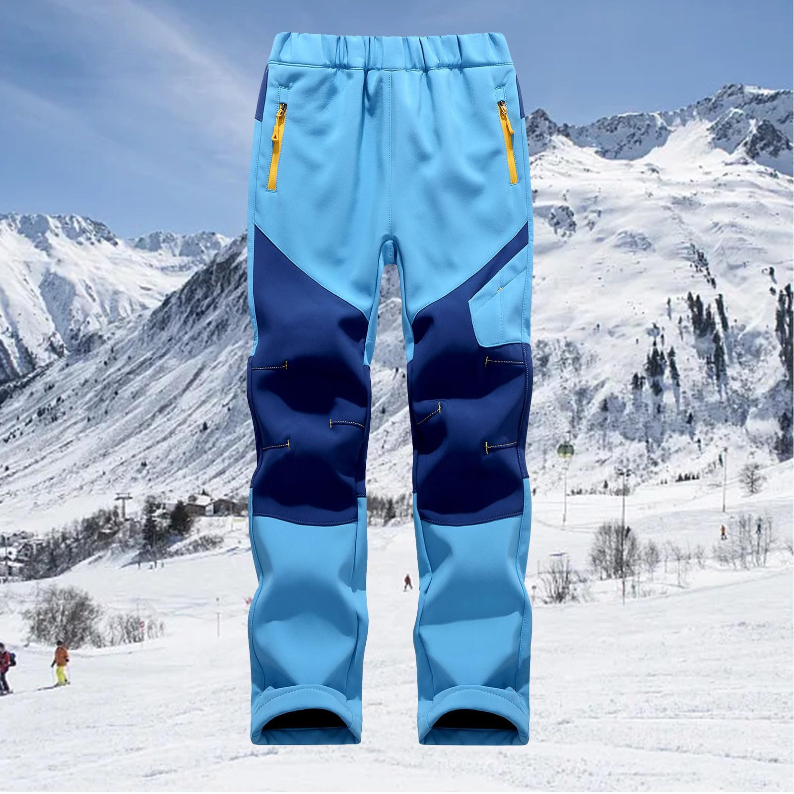 Genérico Pantalones Baggy Niño Pantalones de Esquí para Niños con Diseño Patchwork y Bolsillos Abrigados para Actividades Invernales