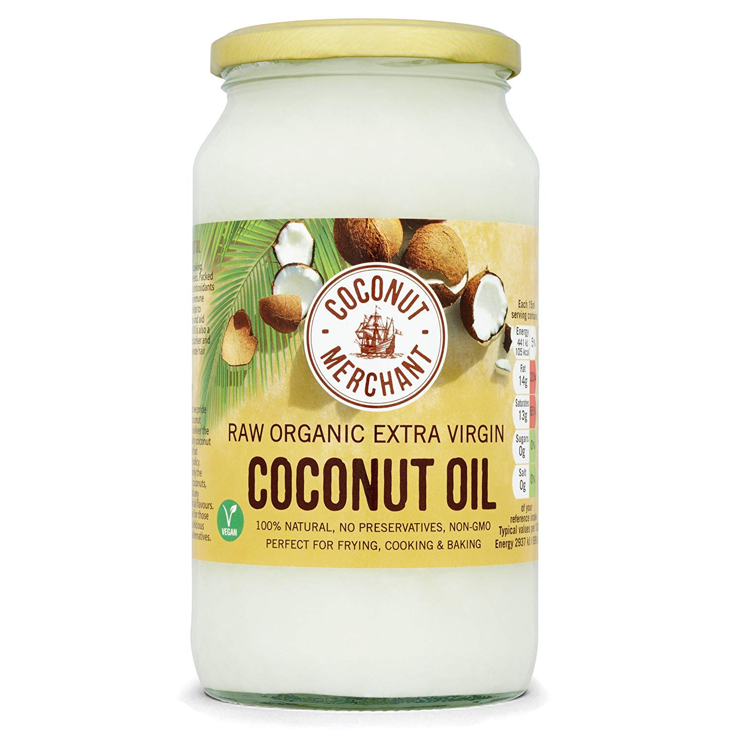 Coconut Merchant Organic Coconut Oil 1L | Extra Virgin, Raw, Cold Pressed, Unrefined | Ethically Sourced, Vegan, Ketogenic and 100% Natural - 1L