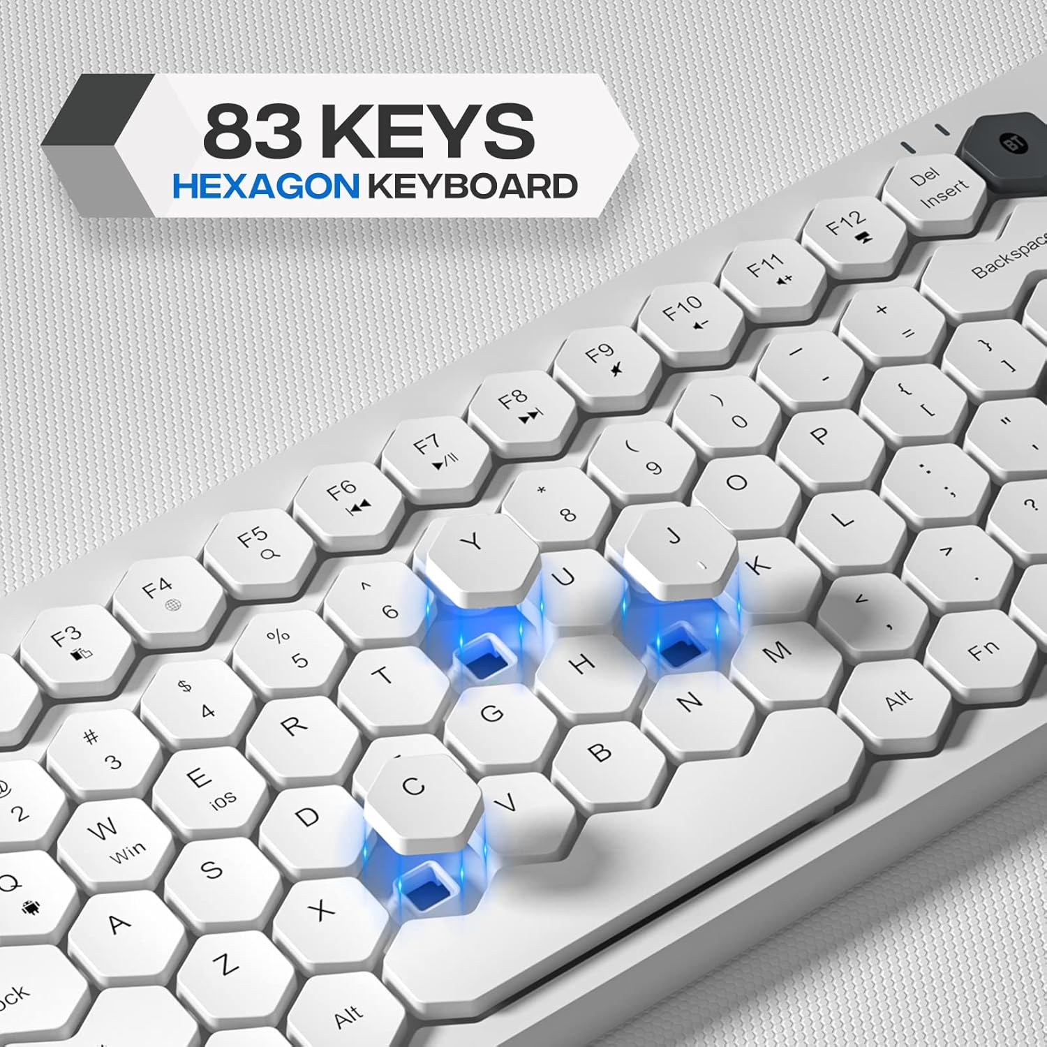 MOFII Wireless Bluetooth Keyboard 83-key layout with hexagon keycaps