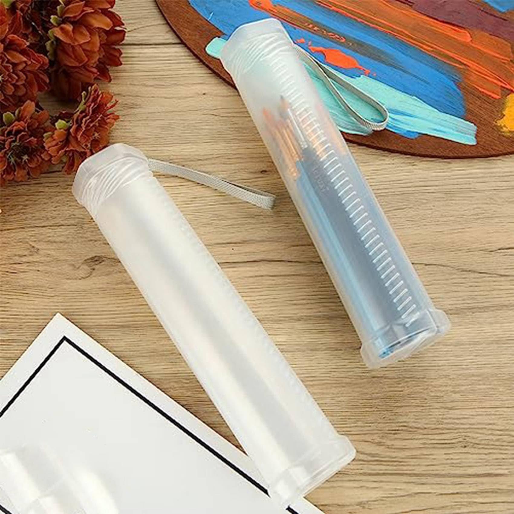20 sztuk wysuwanych plastikowych etui na pędzle do malowania, przezroczysta długa tuba na pędzel, pojemnik na ołówki do przechowywania